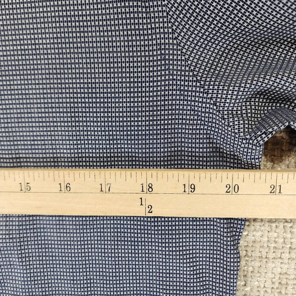 Express Fitted Microplaid Dress Shirt Mens MT Tall Navy White Long Sleeve NWT - Picture 4 of 13